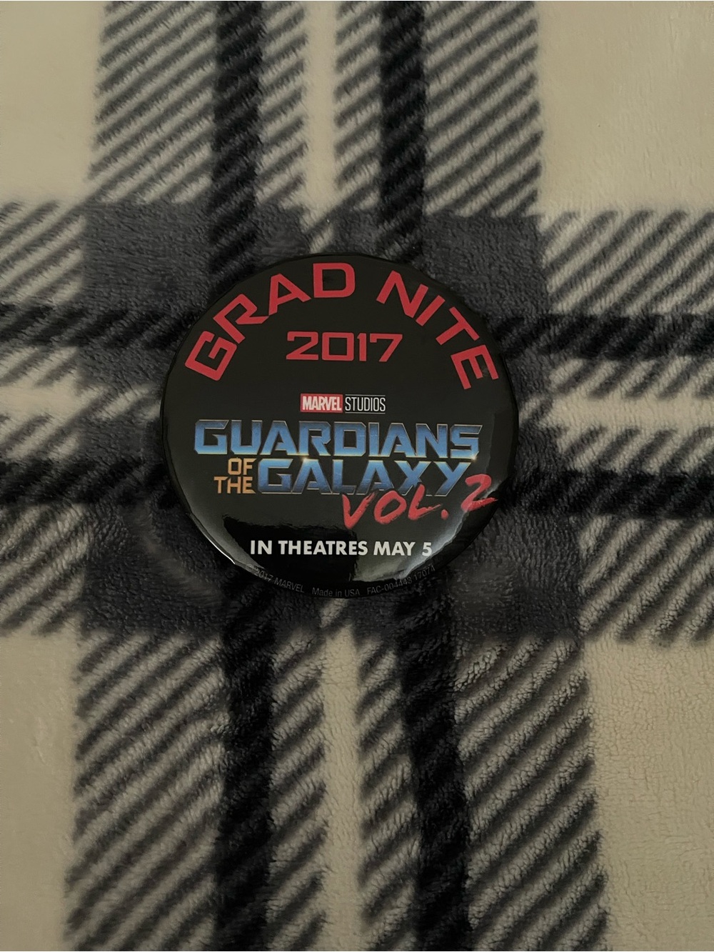 2017 Grad Nite Guardians of the Galaxy Vol. 2 Button - collectible pin